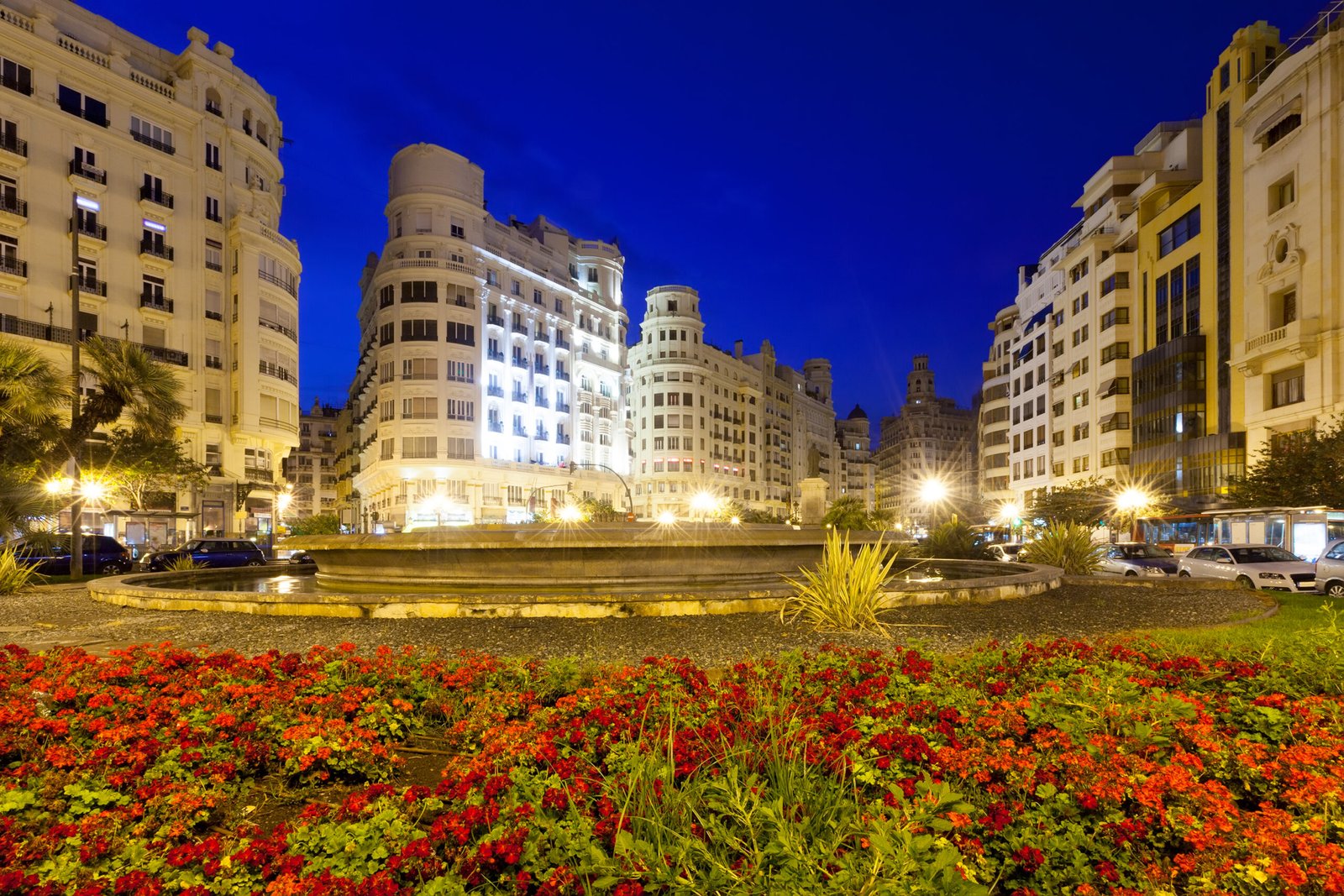 evening view of placa del ajuntament. valencia